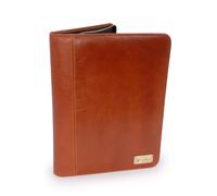 Catwalk Collection Handbags Women's Khloe Leather A4 Zipped Conference Folder With Notepad in Tan Catwalk Collection Handbags Tan A4