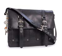Catwalk Collection Handbags - Women's Large Leather Messenger - Ladies 15.6 inch Laptop - Crossbody Bag Bag For A4 Notepads - Apprentice - Black
