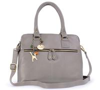 Catwalk Collection Handbags - Women's Large Leather Shoulder Bag - Tote With Multiple Compartments - Additional Crossbody Strap - Victoria - Grey