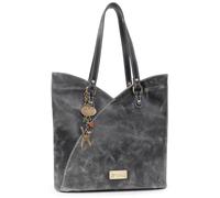 Catwalk Collection Handbags - Women's Large Tote Bag With Zip - Tulip Shoulder Bag - Distressed Leather Handbag - Abigail - Black
