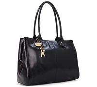 Catwalk Collection Handbags - Women's Large Vintage Leather Tote / Shoulder Bag - KENSINGTON - Black