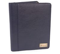 Catwalk Collection Handbags - Women's Leather A5 Conference Folder - Zip Travel Document Holder - Fits Tablet and Business Cards - Angela - Blue