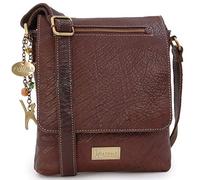 Catwalk Collection Handbags - Women's Leather Anti Theft Crossbody Bag - Medium Messenger Bag - Adjustable Shoulder Strap - Anja - Brown