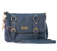 Catwalk Collection Handbags - Women's Leather Cross Body Bag - Medium Messenger Bag - Adjustable Shoulder Strap - Abbey Road - Dark Blue/Navy