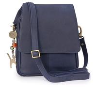 Catwalk Collection Handbags - Women's Leather Cross Body Bag - Medium Organiser Messenger Bag - Multiple Pockets and Compartments - Metro - Blue
