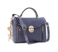 Catwalk Collection Handbags - Women's Leather Cross Body Bag - Medium Top Handle Bag - Adjustable Detachable Shoulder Strap - Athena - Blue