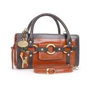 Catwalk Collection Handbags - Women's Leather Cross Body Bag - Medium Top Handle Bag - Adjustable Detachable Shoulder Strap - Roma - Tan