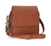 Catwalk Collection Handbags - Women's Leather Cross Body Bag - Small Organiser Messenger Bag - Long Adjustable Shoulder Strap - Teagan - Tan