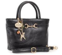 Catwalk Collection Handbags - Women's Leather Cross Body Bag - Small Top Handle Bag - Adjustable Detachable Crossbody Strap - Camilla - Black