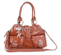 Catwalk Collection Handbags - Women's Leather Cross Body Bag With Top Handle - Medium Shoulder Bag - Detachable Adjustable Strap - Faith - Tan
