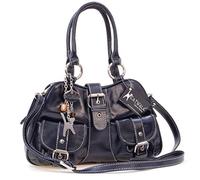 Catwalk Collection Handbags - Women's Leather Cross Body Bag With Top Handle - Medium Shoulder Bag - Detachable Adjustable Strap - Faith - Blue