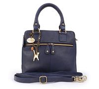 Catwalk Collection Handbags - Women's Leather Crossbody Bag - Medium Shoulder Bag - Tote With Detachable Adjustable Strap - Vicky - Blue