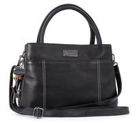 Catwalk Collection Handbags - Women's Leather Shoulder Bag - Medium Tote Bag - Adjustable Detachable Crossbody Strap - Rosaline - Black