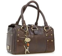 Catwalk Collection Handbags - Women's Medium Leather Top Handle Bag - Handbag With Multiple Pockets & Compartments - Claudia - Brown