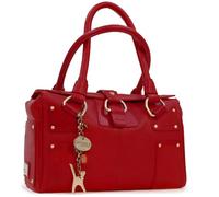 Catwalk Collection Handbags - Women's Medium Leather Top Handle Bag - Handbag With Multiple Pockets & Compartments - Claudia - Red