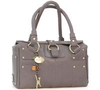 Catwalk Collection Handbags - Women's Medium Leather Top Handle Bag - Handbag With Multiple Pockets & Compartments - Claudia - Grey
