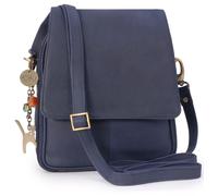 Catwalk Collection Handbags Women's Metro Medium Leather Cross Body Bag With Multiple Compartments in Blue Catwalk Collection Handbags Blue Medium