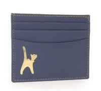 Catwalk Collection Handbags Women's Polina Leather Credit Card Holder With Embossed Cat in Blue | Size: Small Catwalk Collection Handbags Blue Small