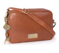 Catwalk Collection Handbags - Ladies Small Leather Cross Body Bag - Women's Messenger Camera Bag - Adjustable Strap - Polly - Tan