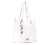 Catwalk Collection Handbags - Women's Quilted Leather Shoulder Bag - Ladies Tote Bag With Zip - Medium/Large - Sofia - White