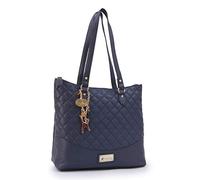 Catwalk Collection Handbags - Women's Quilted Leather Shoulder Bag - Ladies Tote Bag With Zip - Medium/Large - Sofia - Blue Gold