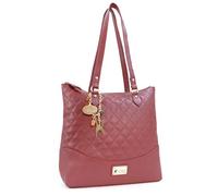 Catwalk Collection Handbags - Women's Quilted Leather Shoulder Bag - Ladies Tote Bag With Zip - Medium/Large - Sofia - Red Gold