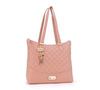 Catwalk Collection Handbags - Women's Quilted Leather Shoulder Bag - Ladies Tote Bag With Zip - Medium/Large - Sofia - Pink Gold