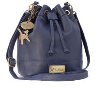 Catwalk Collection Handbags Women's Rochele Small Leather Drawstring Cross Body Bucket Bag in Blue Catwalk Collection Handbags Blue Small