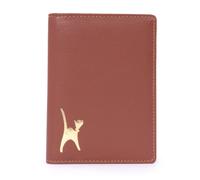 Catwalk Collection Handbags Women's Skye Leather Passport Holder With Embossed Cat in Tan | Size: Small Catwalk Collection Handbags Tan Small