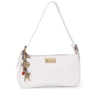 Catwalk Collection Handbags - Women's Small Shoulder Bag - Leather Mock Croc - Handbag With Adjustable Strap - Celine - White