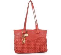 Catwalk Collection Handbags - Woven Leather Shoulder Bag For Women - Medium Tote Bag - Handbag With Multiple Pockets - Matilda - Red