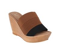 Catwalk womens Textured Upper Open Toe Flats Slip-on