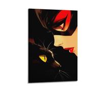 Catwoman And Cat Wall Art, Cartoon-themed Print, Stylish Poster, Charming Canvas Picture Poster Decorative Painting Canvas Wall Posters And Art Picture Print Modern Family Bedroom Decor Posters 08x12i