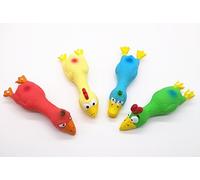 CatYou 4PCS Safe Latex Dog Squeaky Toys, 6.6" Long Soft Chew Molar Dog Small Screaming Rubber Chicken Toys, for Puppy Small Medium Dogs