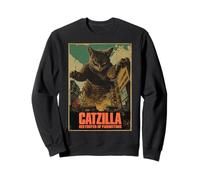 Catzilla Cat Monster Japanese Art Funny Parody Gifts Sweatshirt