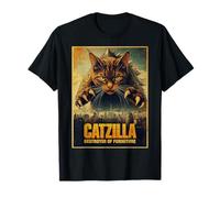 Catzilla Cat Monster Japanese Art Funny Parody Gifts T-Shirt
