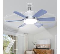 Caufloce 46cm Ceiling Fans with Lights Children's Room, Threaded Base E27 Fan Ceiling Light Dimmable, Small Fan Lights Ceiling for Bedroom 3 Speeds 3 Colours, Timed Silent Study 30w-Taro Purple