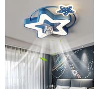 Caufloce Kids Ceiling Fans with Lamps Reversible Dc Dimmable Quiet Ceiling Fans with Lights and Remote Timer 6 Speed Fan Ceiling Light for Kids Room-Blue Stars
