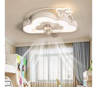 Caufloce Kids Ceiling Fans with Lamps Reversible Dc Dimmable Quiet Ceiling Fans with Lights and Remote Timer 6 Speed Fan Ceiling Light for Kids Room-White Clouds