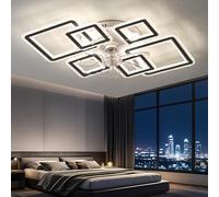 Caufloce Modern Minimalist Living Room Ceiling Fan with Light with Remote and App Controlled, 7-Blade Reversible Fan Light, 6-Speed a nd Silent, Dimmable, Eye-Caring, for Bedrooms, Studies, Black