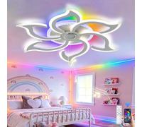 Caufloce RGB Ceiling Light with Bluetooth Speaker Bedroom 78cm Ceiling Lamp Living Room LED Dimmable Ceiling Lamp with Remote Control Memory Function Modern Flower Ceiling Lights with APP Smart White