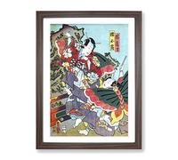Caught In A Fight By Utagawa Kunisada Asian Japanese Framed Print | A2 Walnut Framed Wall Art | Ready to Hang | Asian Nature Picture | Living Room Bedroom Lounge Office