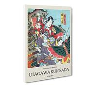 Caught In A Fight By Utagawa Kunisada Canvas Print | Gallery Wrapped 30mm Frame Wall Art | 30x20 inches | Ready to Hang | Asian Picture | Living Room Bedroom Lounge Office