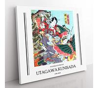 Caught In A Fight By Utagawa Kunisada Exhibition Museum Asian Japanese Canvas Wall Art Print Ready to Hang, Framed Picture for Living Room Bedroom Home Office Décor, 35x35 cm (14x14 Inch)