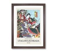 Caught In A Fight By Utagawa Kunisada Exhibition Museum Asian Japanese Framed Print | A3 Walnut Framed Wall Art | Ready to Hang | Asian Nature Picture | Living Room Bedroom Lounge Office