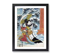 Caught In The Snow By Utagawa Kunisada Asian Japanese Framed Print | A4 Black Framed Wall Art | Ready to Hang | Asian Landscape Picture | Living Room Bedroom Lounge Office