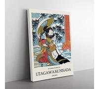 Caught In The Snow By Utagawa Kunisada Exhibition Museum Asian Japanese Canvas Wall Art Print Ready to Hang, Framed Picture for Living Room Bedroom Home Office Décor, 60x40 cm (24x16 Inch)
