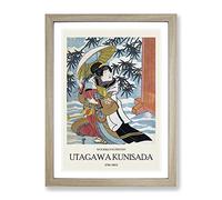 Caught In The Snow By Utagawa Kunisada Exhibition Museum Asian Japanese Framed Wall Art Print, Ready to Hang Picture for Living Room Bedroom Home Office Décor, Oak A4 (34 x 25 cm)