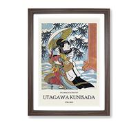 Caught In The Snow By Utagawa Kunisada Exhibition Museum Asian Japanese Framed Wall Art Print, Ready to Hang Picture for Living Room Bedroom Home Office Décor, Walnut A2 (64 x 46 cm)