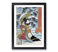 Caught in The Snow by Utagawa Kunisada Framed Print | A2 Black Framed Wall Art | Ready to Hang | Modern Landscape Picture | Living Room Bedroom Lounge Office
